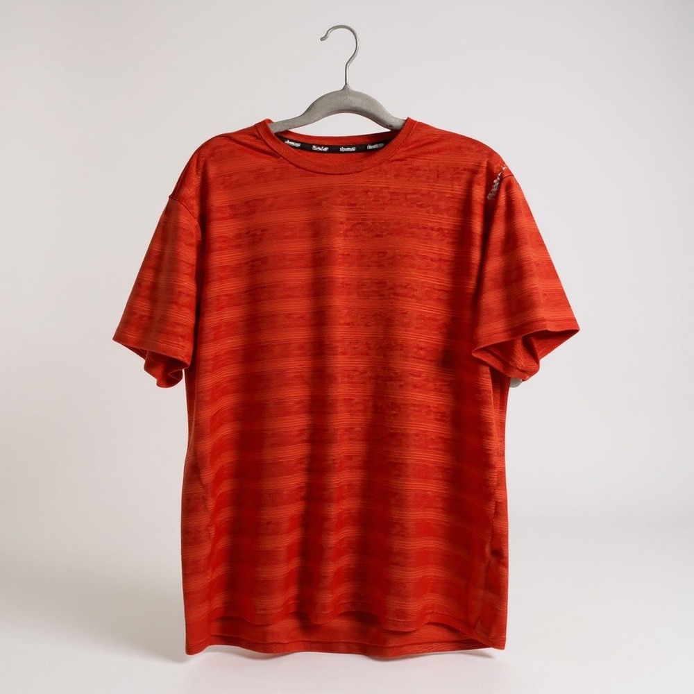 Reebok‎ T-Shirt Athletic Heathered Red Reflective Logo XL Gorpcore Athleisure